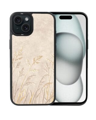 Etui do iPhone 15 IBIZU DropGuard Matt z MagSafe, Relief Garden, Kłosy z piaskowca