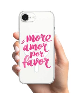 Etui do iPhone 17e z MagSafe przeźroczyste, silikonowe Flexi, Positive Vibes, More amore per favore