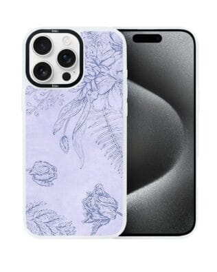 Etui do iPhone 15 Pro Max IBIZU DropGuard Matt z MagSafe, Relief Garden, Kwiatowa płaskorzeźba, białe