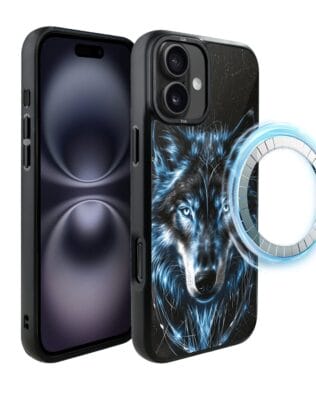 Etui do iPhone 16 IBIZU DropGuard Matt z MagSafe, Wilki, Lodowy Wilk