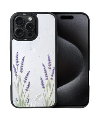 Etui do iPhone 15 Pro IBIZU DropGuard Matt z MagSafe, Relief Garden, Prowansalska lawenda