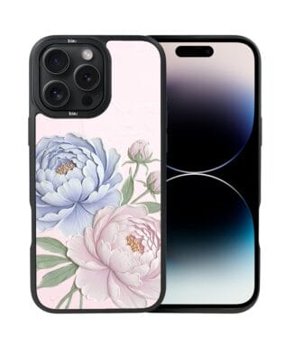 Etui do iPhone 14 Pro IBIZU DropGuard Matt z MagSafe, Relief Garden, Piwoniowy róż