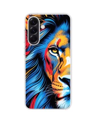 Etui do Samsung Galaxy A57 z MagSafe przeźroczyste, silikonowe Flexi, Dzika Mandala, Lwie spojrzenie