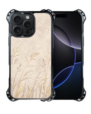 Etui do iPhone 16 Pro Max IBIZU DropGuard Ultra z MagSafe, Relief Garden, Kłosy z piaskowca