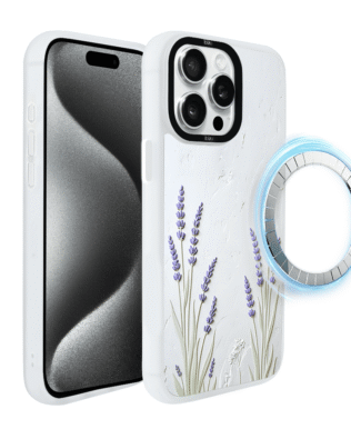 Etui do iPhone 15 Pro Max IBIZU DropGuard Matt z MagSafe, Relief Garden, Prowansalska lawenda