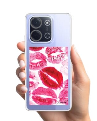 Etui do Xiaomi POCO C85 przeźroczyste, silikonowe Flexi, pocałunki z napisem „love”