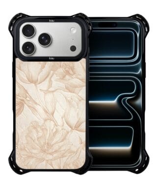 Etui do iPhone 17 Pro IBIZU DropGuard Ultra z MagSafe, Relief Garden, Botaniczny biskwit