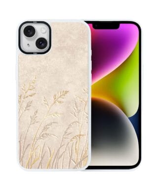 Etui do iPhone 14 Plus IBIZU DropGuard Matt z MagSafe, Relief Garden, Kłosy z piaskowca, białe