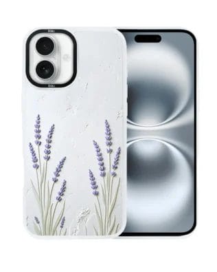 Etui do iPhone 16 IBIZU DropGuard Matt z MagSafe, Relief Garden, Prowansalska lawenda