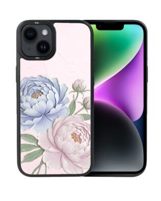 Etui do iPhone 14 Plus IBIZU DropGuard Matt z MagSafe, Relief Garden, Piwoniowy róż