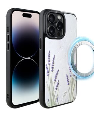 Etui do iPhone 14 Pro IBIZU DropGuard Matt z MagSafe, Relief Garden, Prowansalska lawenda