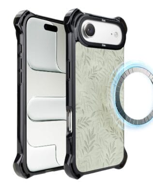 Etui do iPhone Air IBIZU DropGuard Ultra z MagSafe, Relief Garden, Ślad oliwki