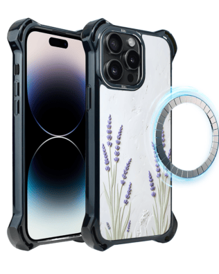 Etui do iPhone 14 Pro IBIZU DropGuard Ultra z MagSafe, Relief Garden, Prowansalska lawenda