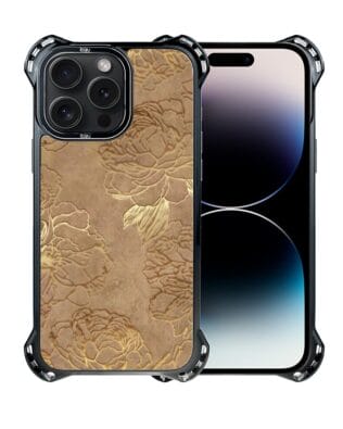 Etui do iPhone 14 Pro IBIZU DropGuard Ultra z MagSafe, Relief Garden, Złote piwonie
