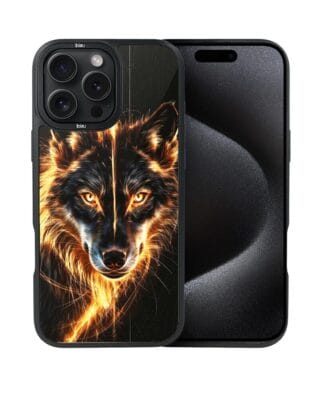 Etui do iPhone 15 Pro Max IBIZU DropGuard Matt z MagSafe, Wilki, Ognisty Wilk