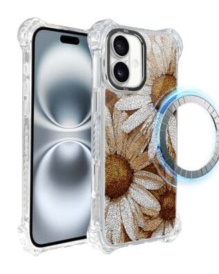 Etui do iPhone 16 IBIZU DropGuard Ultra z MagSafe, Modern Classics, Mozaika rumianków