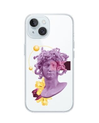 Etui do iPhone 15 Plus przeźroczyste, silikonowe flexi, antyczna figura, meduza