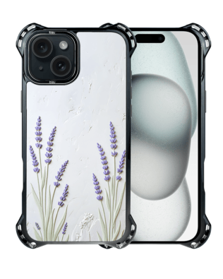 Etui do iPhone 15 IBIZU DropGuard Ultra z MagSafe, Relief Garden, Prowansalska lawenda