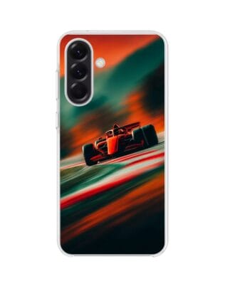 Etui do Samsung Galaxy A57 z MagSafe przeźroczyste, silikonowe Flexi, Szybkie Auta, Wyścig F1