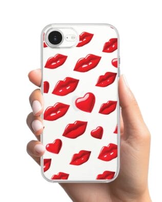 Etui do iPhone 17e przeźroczyste, silikonowe Flexi, czerwone usta