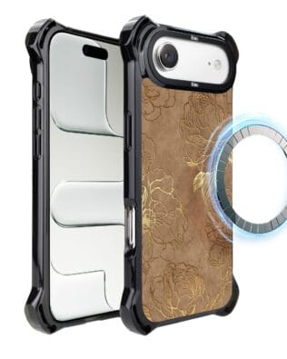 Etui do iPhone Air IBIZU DropGuard Ultra z MagSafe, Relief Garden, Złote piwonie