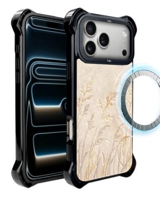 Etui do iPhone 17 Pro Max IBIZU DropGuard Ultra z MagSafe, Relief Garden, Kłosy z piaskowca