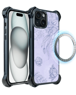 Etui do iPhone 15 Plus IBIZU DropGuard Ultra z MagSafe, Relief Garden, Kwiatowa płaskorzeźba