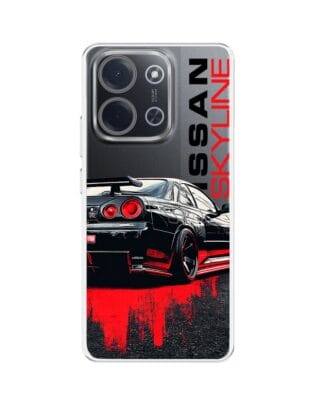 Etui do Xiaomi POCO C85 przeźroczyste, silikonowe Flexi, Szybkie Auta, czarny Skyline