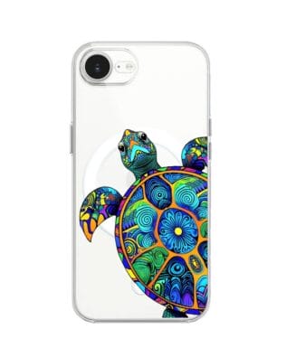 Etui do iPhone 17e z MagSafe przeźroczyste, silikonowe Flexi, Dzika Mandala, Żółw