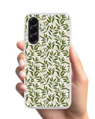 Etui do Samsung Galaxy A57 z MagSafe przeźroczyste, silikonowe Flexi, zielone gałązki