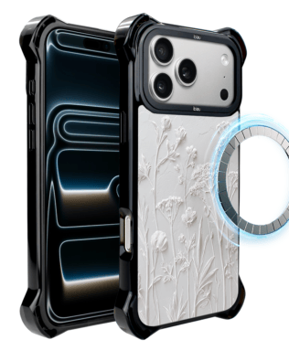 Etui do iPhone 17 Pro IBIZU DropGuard Ultra z MagSafe, Relief Garden, Suszone kwiaty polne