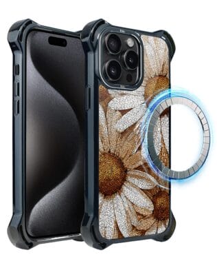 Etui do iPhone 15 Pro Max IBIZU DropGuard Ultra z MagSafe, Modern Classics, Mozaika rumianków