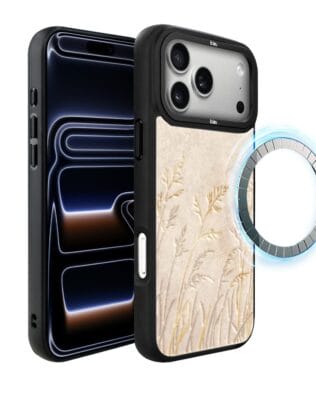 Etui do iPhone 17 Pro IBIZU DropGuard Matt z MagSafe, Relief Garden, Kłosy z piaskowca