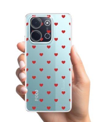 Etui do Xiaomi POCO C85 przeźroczyste, silikonowe Flexi, Mini Patterns, Serduszka