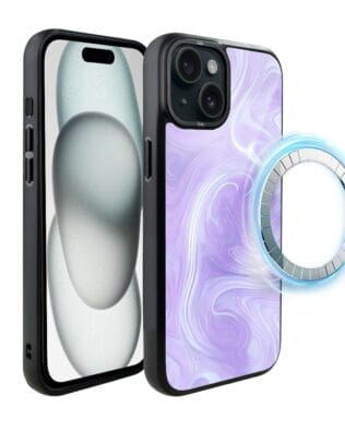 Etui do iPhone 15 IBIZU DropGuard Matt z MagSafe, Ethereal Essence, Lawendowy wir