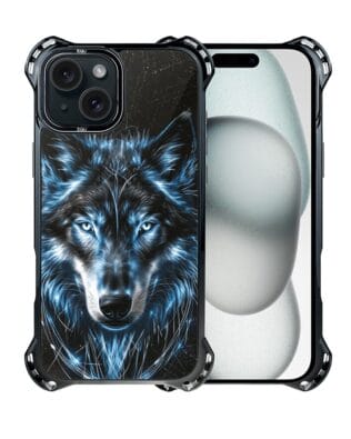 Etui do iPhone 15 IBIZU DropGuard Ultra z MagSafe, Wilki, Lodowy Wilk