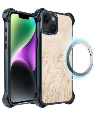 Etui do iPhone 14 Plus IBIZU DropGuard Ultra z MagSafe, Relief Garden, Kłosy z piaskowca