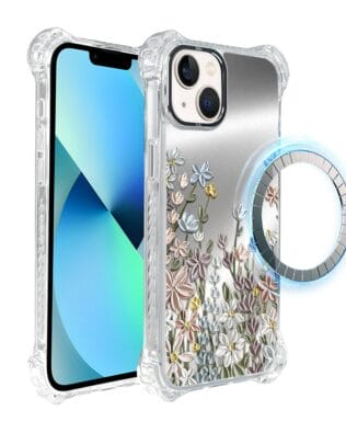 Etui do iPhone 13 IBIZU DropGuard Ultra z MagSafe, Relief Garden, Wiosenna łąka