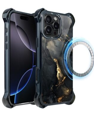 Etui do iPhone 16 Pro Max IBIZU DropGuard Ultra z MagSafe, Ethereal Essence, Czarny diament ze złotem