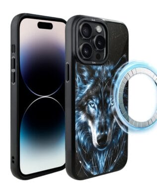Etui do iPhone 14 Pro Max IBIZU DropGuard Matt z MagSafe, Wilki, Lodowy Wilk