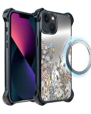 Etui do iPhone 13 IBIZU DropGuard Ultra z MagSafe, Relief Garden, Wiosenna łąka