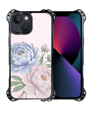 Etui do iPhone 13 IBIZU DropGuard Ultra z MagSafe, Relief Garden, Piwoniowy róż