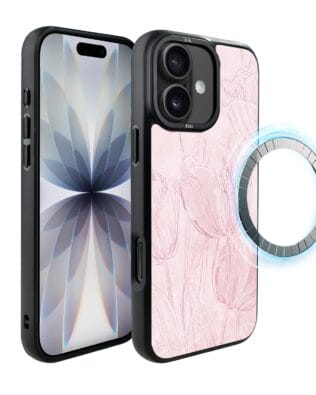 Etui do iPhone 17 IBIZU DropGuard Matt z MagSafe, Relief Garden, Tulipanowy fresk
