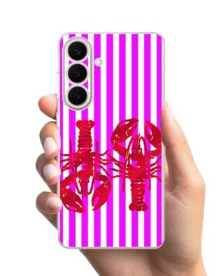 Etui do Samsung Galaxy S26 Plus przeźroczyste, silikonowe Flexi, kraby z różowymi paskami