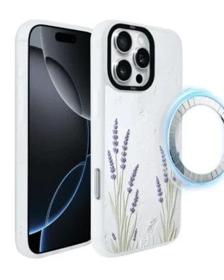 Etui do iPhone 16 Pro IBIZU DropGuard Matt z MagSafe, Relief Garden, Prowansalska lawenda