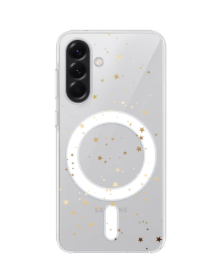 Etui do Samsung Galaxy A57 z MagSafe przeźroczyste, silikonowe Flexi, Złote gwiazdki