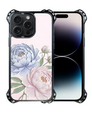 Etui do iPhone 14 Pro IBIZU DropGuard Ultra z MagSafe, Relief Garden, Piwoniowy róż