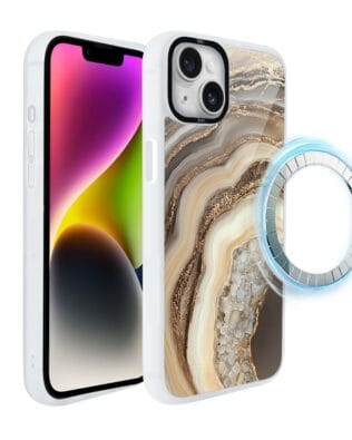 Etui do iPhone 14 IBIZU DropGuard Matt z MagSafe, Ethereal Essence, Miodowy agat