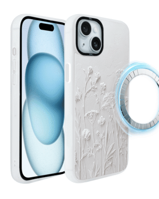 Etui do iPhone 15 Plus IBIZU DropGuard Matt z MagSafe, Relief Garden, Suszone kwiaty polne