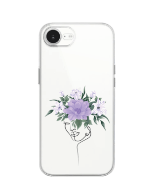 Etui do iPhone 17e przeźroczyste, silikonowe Flexi, kobieta z kwiatami
